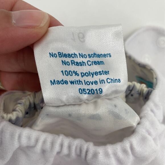 Alva Baby Diaper Covers Ivory Bunny Rabbit Adjustable Size Snaps OS - Picture 6 of 7